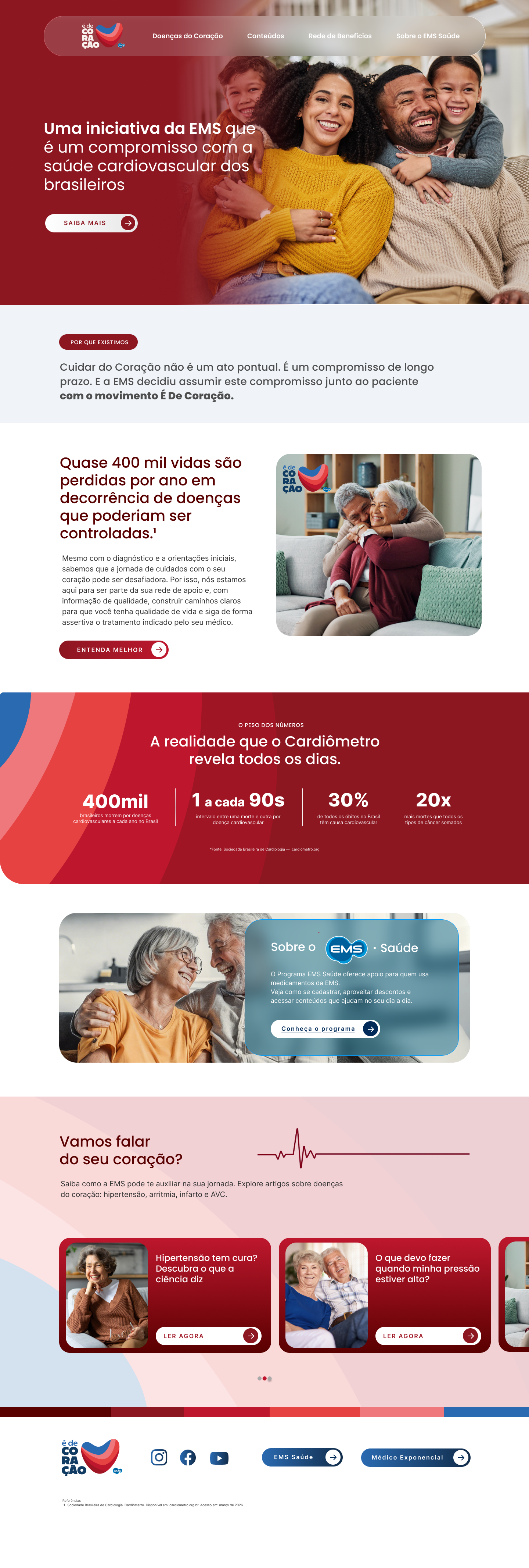 Página do projeto EMS - É de Coração para EMS Saúde